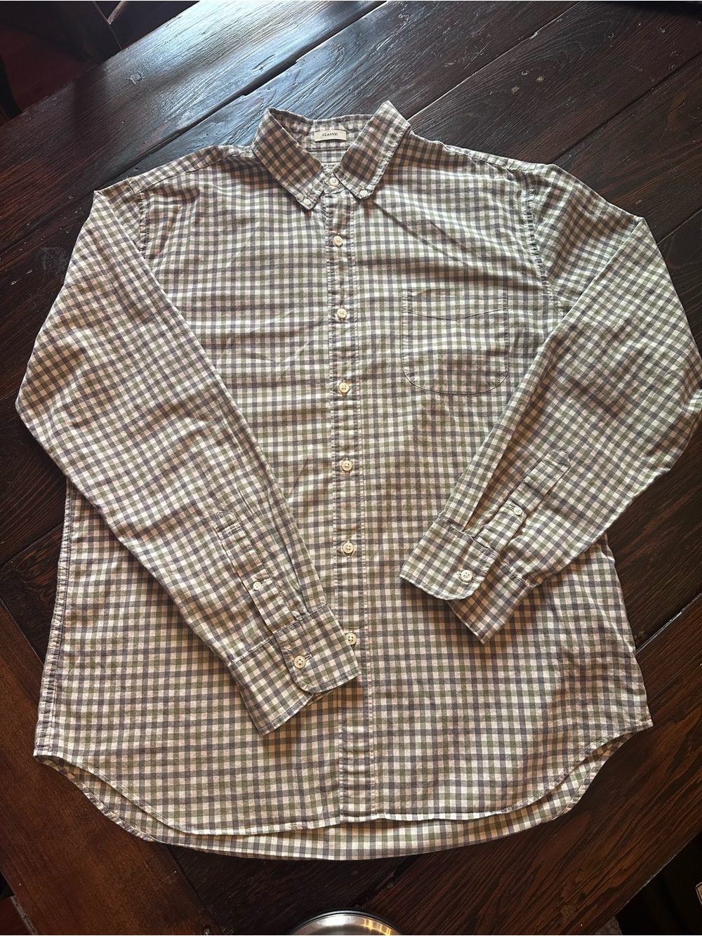 J. Crew Brown and Cream Plaid Button-Down Shirt